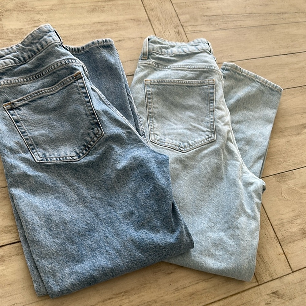 H&M Bundle of 2 Blue Medium Light Wash Straight Leg Size 8 Women’s  Mom Jeans